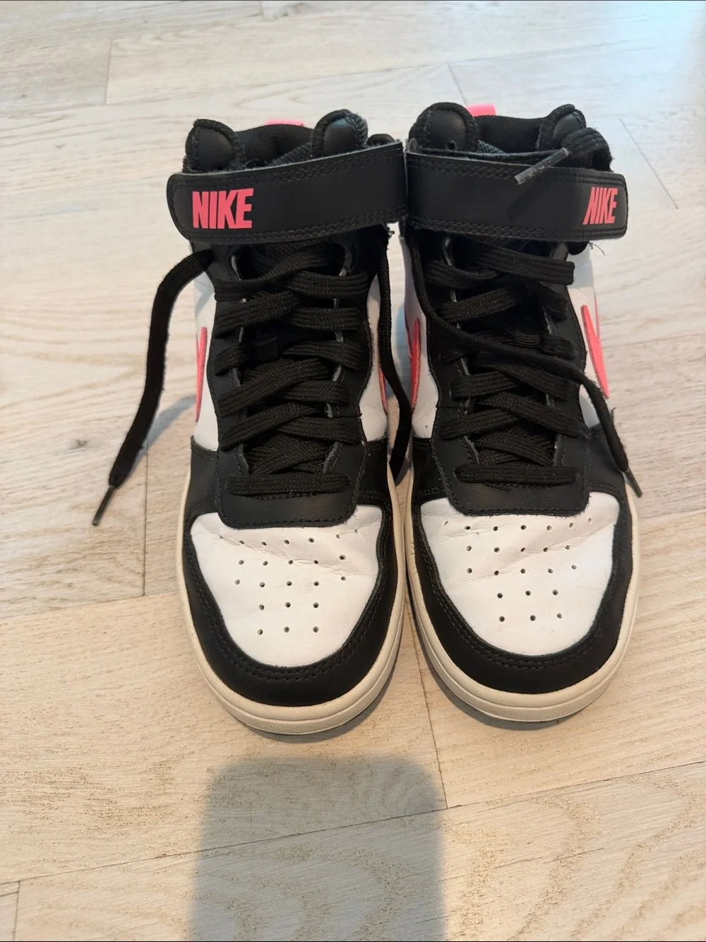 Nike Court Borough Mid 2 Sneakers in White, Black & Pink